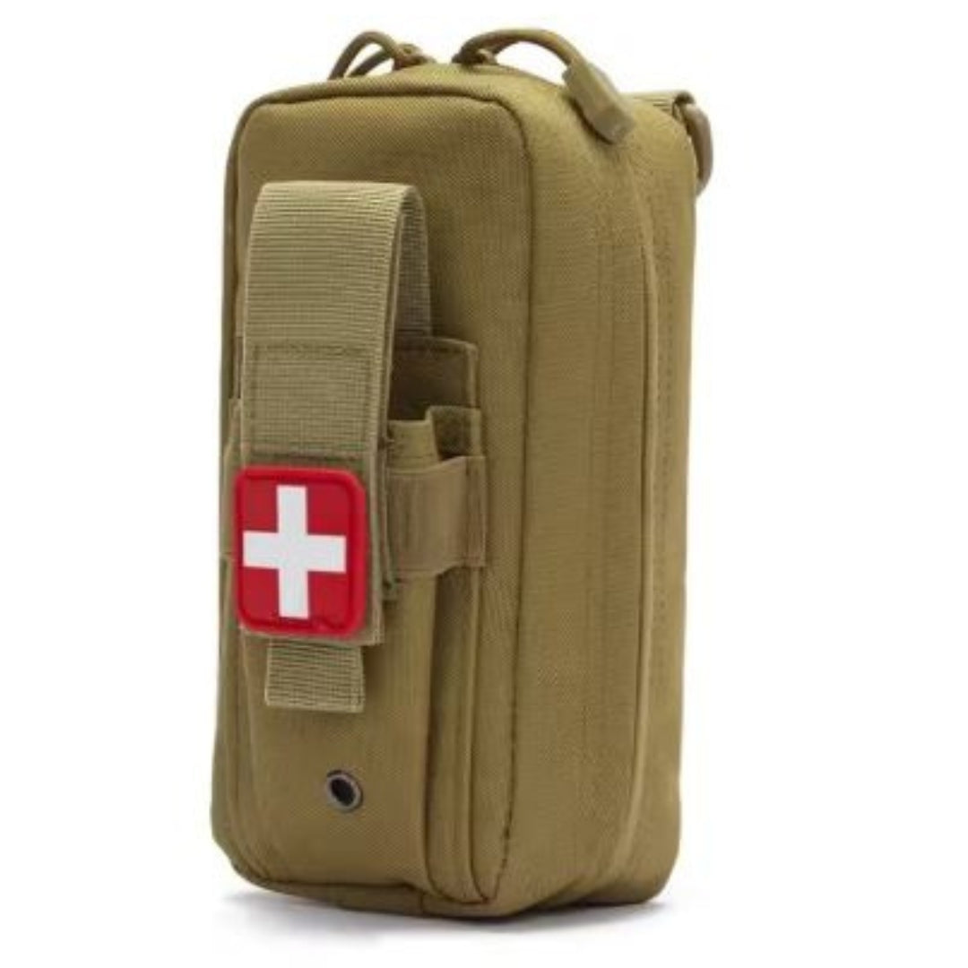 Tactical MOLLE Medical PouchTactical MOLLE Medical Pouch, IFAK EDC Trauma Kit BagSMALL IFAK POUCH with TOURNIQUET SLOT: Medical Pouch has a front pouch with Hook-N-Loop flap closure. Fits CAT Gen-7 / SOF-T, or similar tourniquet.
MOLLE/PALS STICKFirst Aid Kit